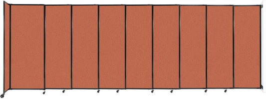 Wall-Mounted Sliding StraightWall Room Divider | Adjustable Widths | Locking Wheels | Room Separator | Up to 19'9" Wide x 6'10" Tall Papaya Fabric Panels