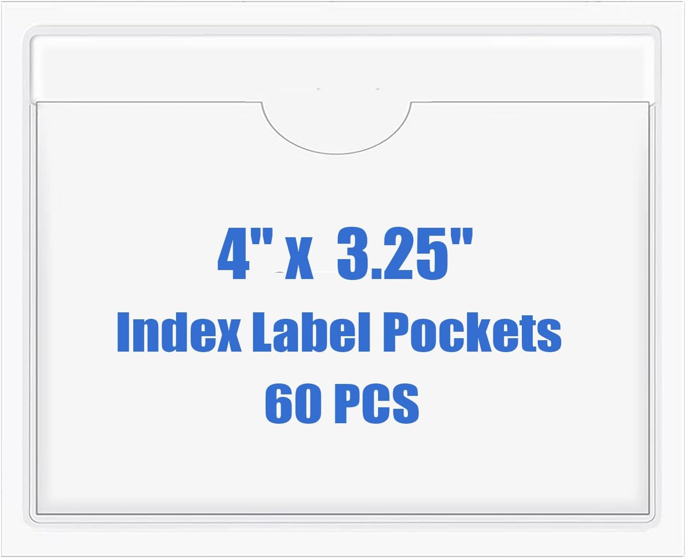 Origin-Joy 60 PCS Self Adhesive Index Card Pockets with Top Open, Clear Plastic Label Holder for Cards of Note, Library and Business, Adhesive Label Pockets & Card Holder (4 x 3.25 inch)