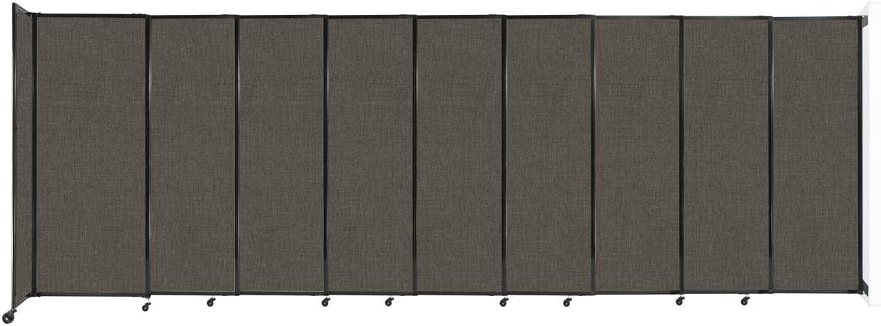 Wall-Mounted Sliding StraightWall Room Divider | Adjustable Widths | Locking Wheels | Room Separator | Up to 19'9" Wide x 6'10" Tall Mocha Fabric Panels