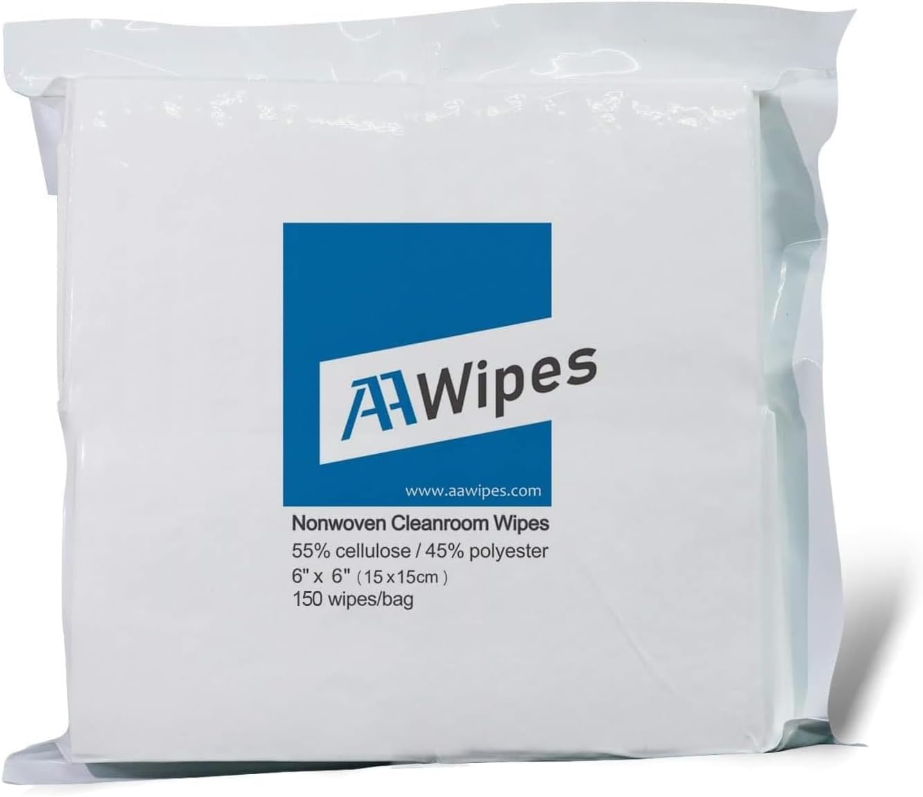 AAwipes Cleanroom Wipes 6" x 6" (Bag of 150 Pcs, Grade A, 68 GSM) Lint Free Wipes Cellulose/Polyester Wipers for Lab, Electronics, Pharmaceutics, Electronics, Printing (NW06806-150)