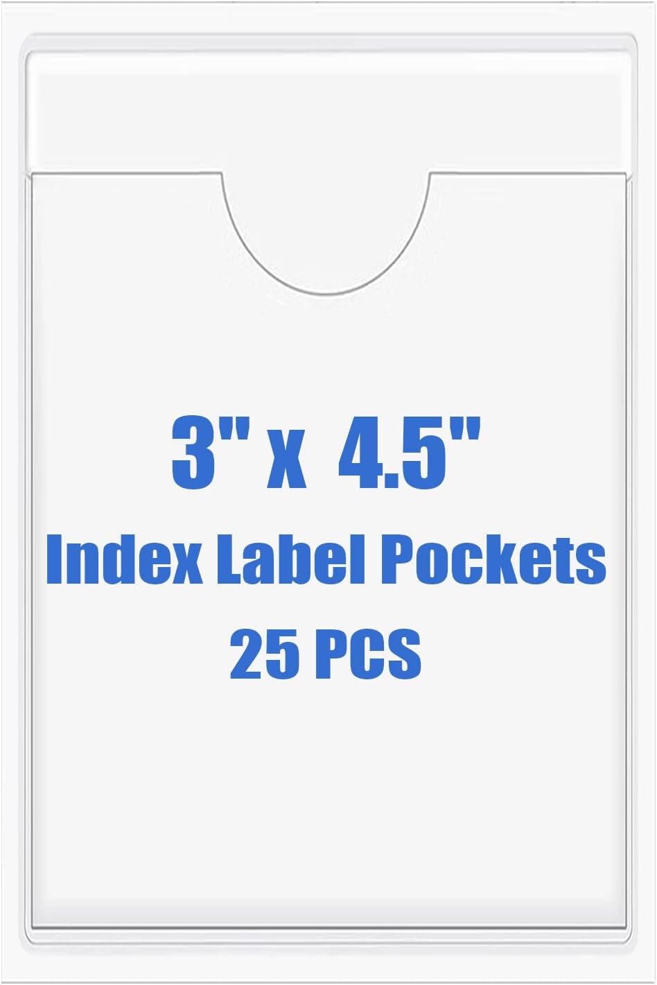 Origin-Joy 25 PCS Self-Adhesive Index Label Pockets, Clear Plastic Peel & Stick Card Holders with Top Open for Loading (3 x 4.5 inch)