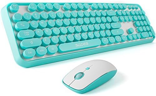 FOPETT Wireless Keyboard and Mouse Combo, 104 Keys Full-Sized 2.4 GHz Round Keycap Colorful Keyboards, USB Receiver Plug and Play, for Windows, Mac, PC, Laptop, Desktop - Green Colorful