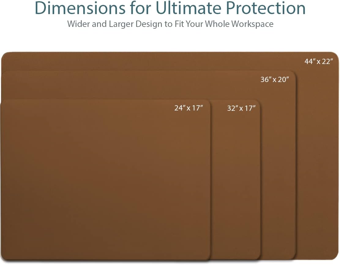 Vine Creations Leather Desk Pad - Large 36" x 20", Desk Protector with PU Leather, Mouse Pad, Blotter for Office (Brown)