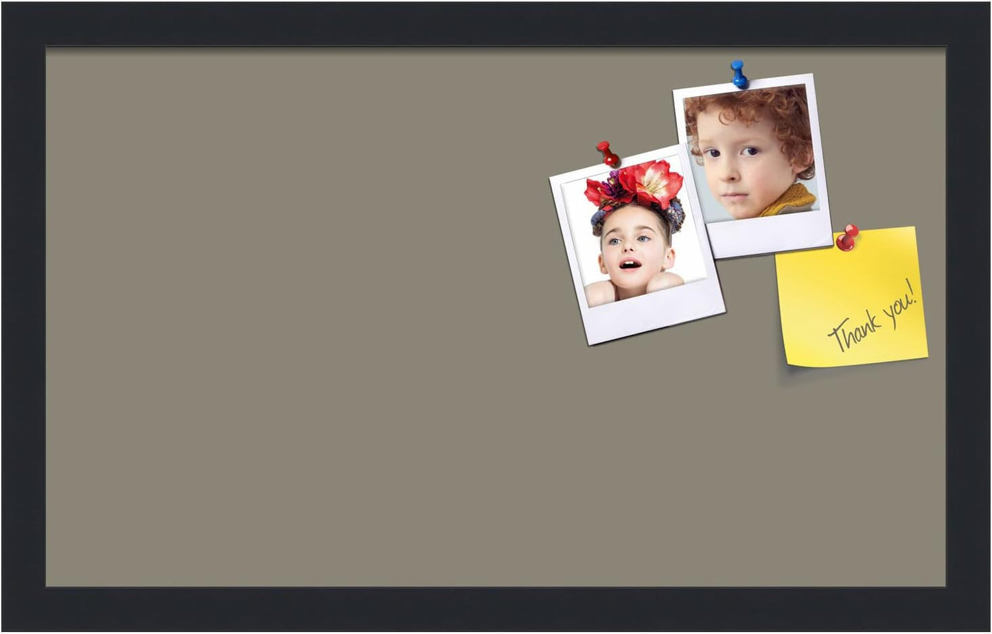 PinPix 20x12 Inch Cork Bulletin Board. This Decorative Framed Pin Board Comes with Pewter Design and a Satin Black Frame. Ideal for Home Office Decor or Message Board (PinPix-1812)