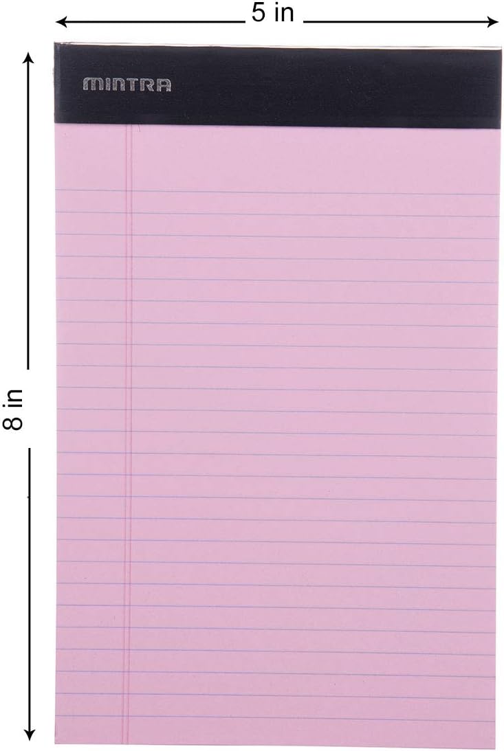 Mintra Office Legal Pads, ((xBasic, 5in x 8in, (Pastel), 36pk (6-6pks))