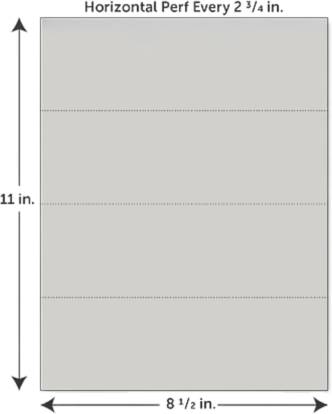 Limited Papers (TM) 8.5x11 Perforated Paper, 20/50 Pound, 75 GSM, Variety of Perforation Sizes and Colors, for Forms, Tickets, Postcards, Business Cards. (Pink, 4 up - horizontal every 2.75")