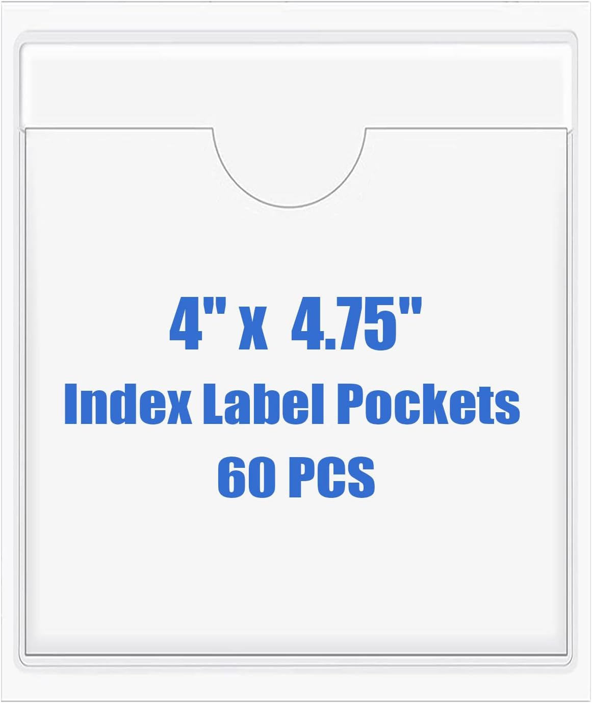 Origin-Joy 60 PCS Self Adhesive Index Card Pockets with Top Open, Clear Plastic Label Holder for Cards of Note, Library and Business, Adhesive Label Pockets & Card Holder (4 x 4.75 inch)