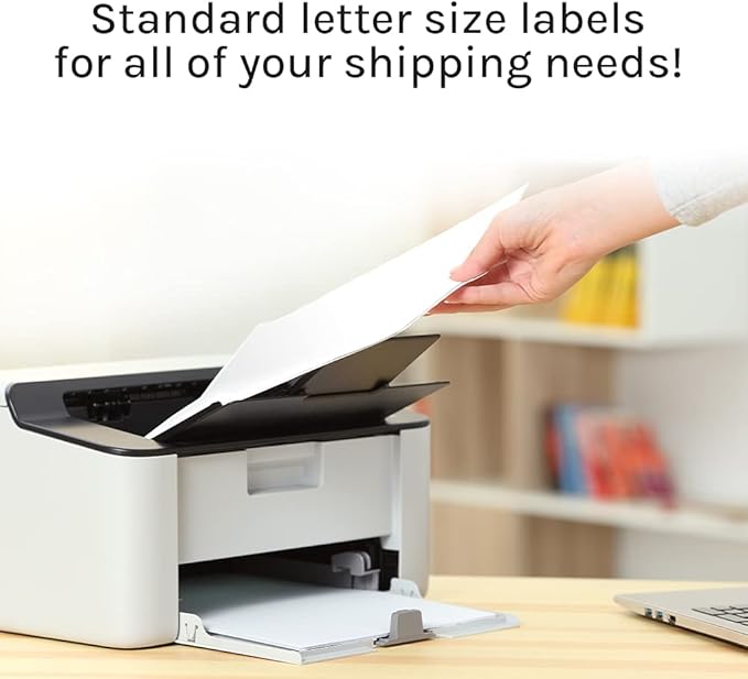 Premium Label Supply White Sticker Full Sheet Shipping Labels – 8.5" x 11" – Laser/Inkjet Compatible – (1 per Sheet), 500 Sheets - Letter Size