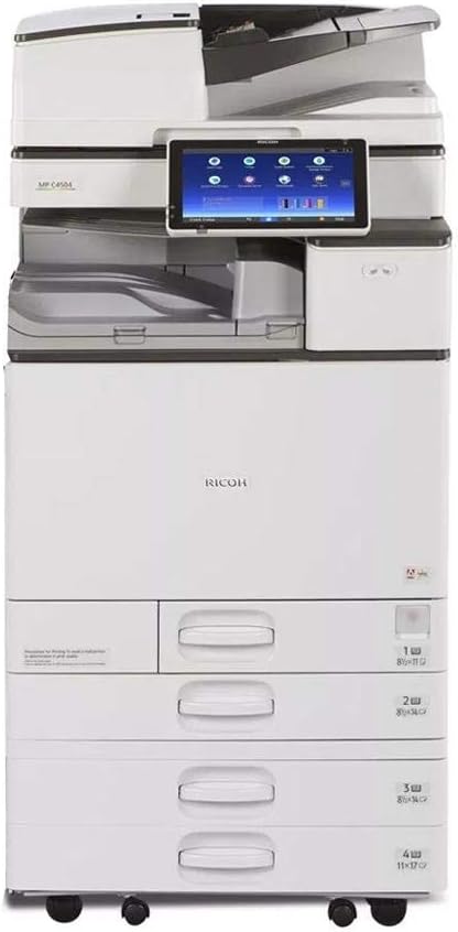 Ricoh Aficio MP C4504 A3 Color Laser Multifunction Copier - 45ppm, Copy, Fax, Print, Scan, Auto Duplex, Network, WIFI, 4 Trays and Comes with Pre-Installed Postscript 3 Supplement (Renewed)