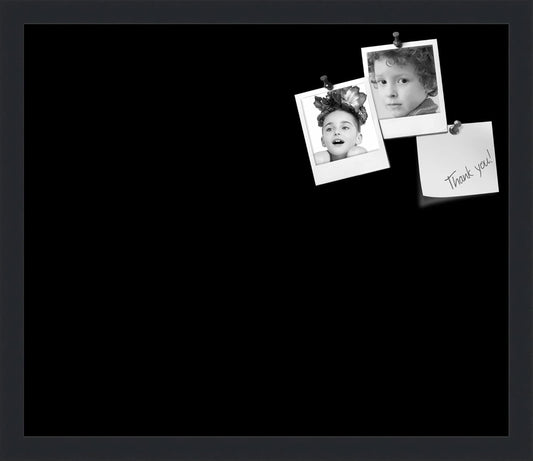 PinPix 20x17 Inch Cork Bulletin Board. This Decorative Framed Pin Board Comes with Solid Black Design and a Satin Black Frame. Ideal for Home Office Decor or Message Board (PinPix-622)