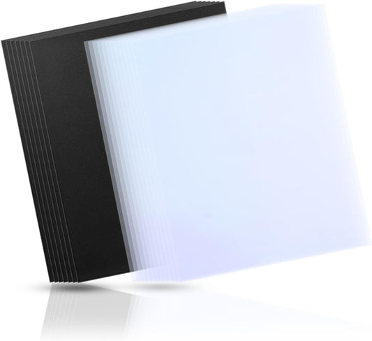 HOUYEE 100 Pack Binding Covers Set, 8.5x11 Inches, Including 50 Pcs 8 Mil Clear Binding Covers, 50 Pcs 12 Mil Black Sand Plastic