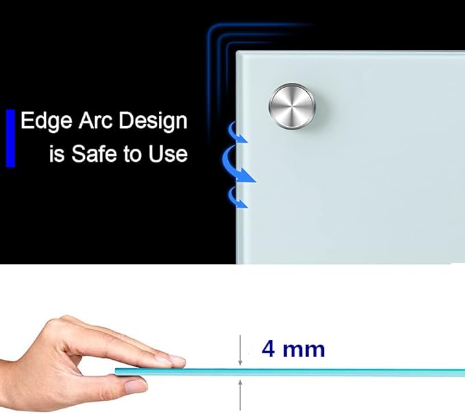 Glass Dry Erase Board - Large Magnetic Whiteboard with Frameless Mounting, Premium Tempered Glass Surface & Accessory Tray - Perfect for Office, Classroom, or Home (48" x 36")