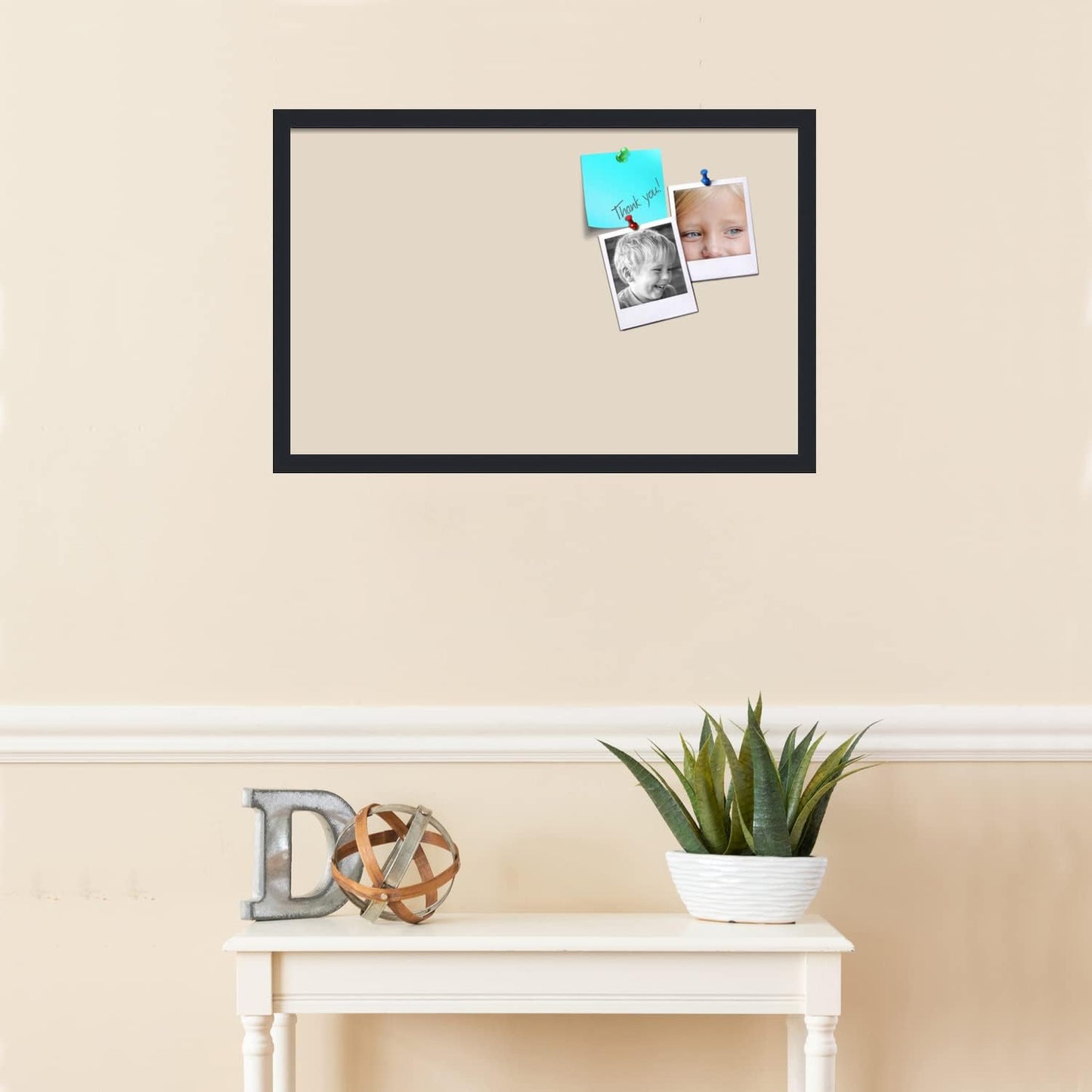 PinPix 28x18 Inch Cork Bulletin Board. This Decorative Framed Pin Board Comes with Desert Pastel Design and a Satin Black Frame. Ideal for Home Office Decor or Message Board (PinPix-1815)