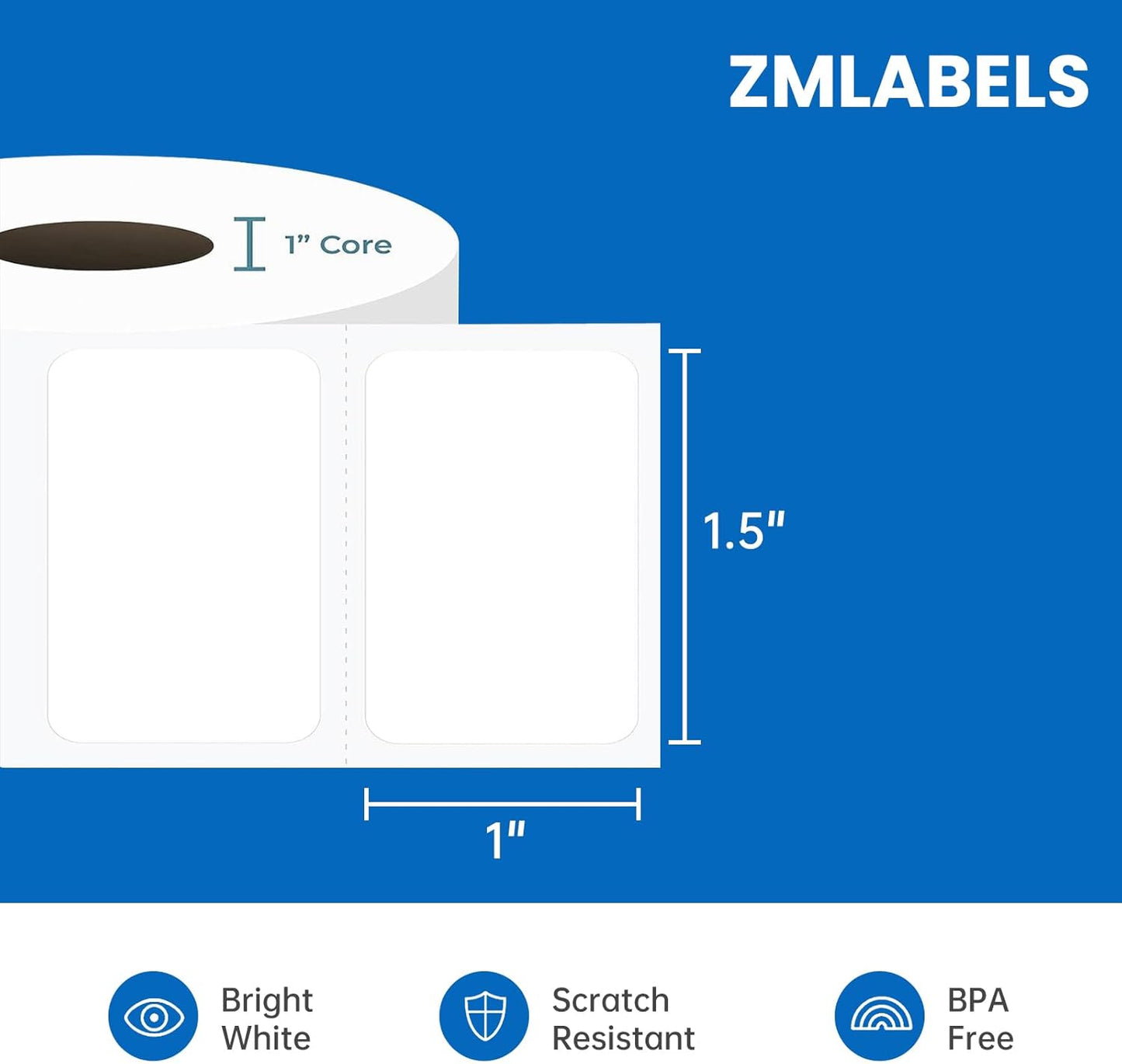 Compatible Thermal Labels Replacement for Zebra (【1.5" x 1"】16 Rolls/20800Labels)