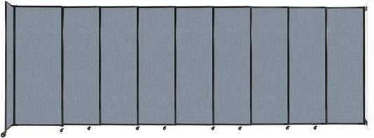 Wall-Mounted Sliding StraightWall Room Divider | Adjustable Widths | Locking Wheels | Room Separator | Up to 19'9" Wide x 6'10" Tall Powder Blue Fabric Panels