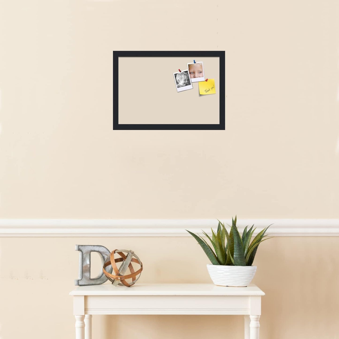 PinPix 18x12 Inch Cork Bulletin Board. This Decorative Framed Pin Board Comes with Desert Pastel Design and a Satin Black Frame. Ideal for Home Office Decor or Message Board (PinPix-1815)