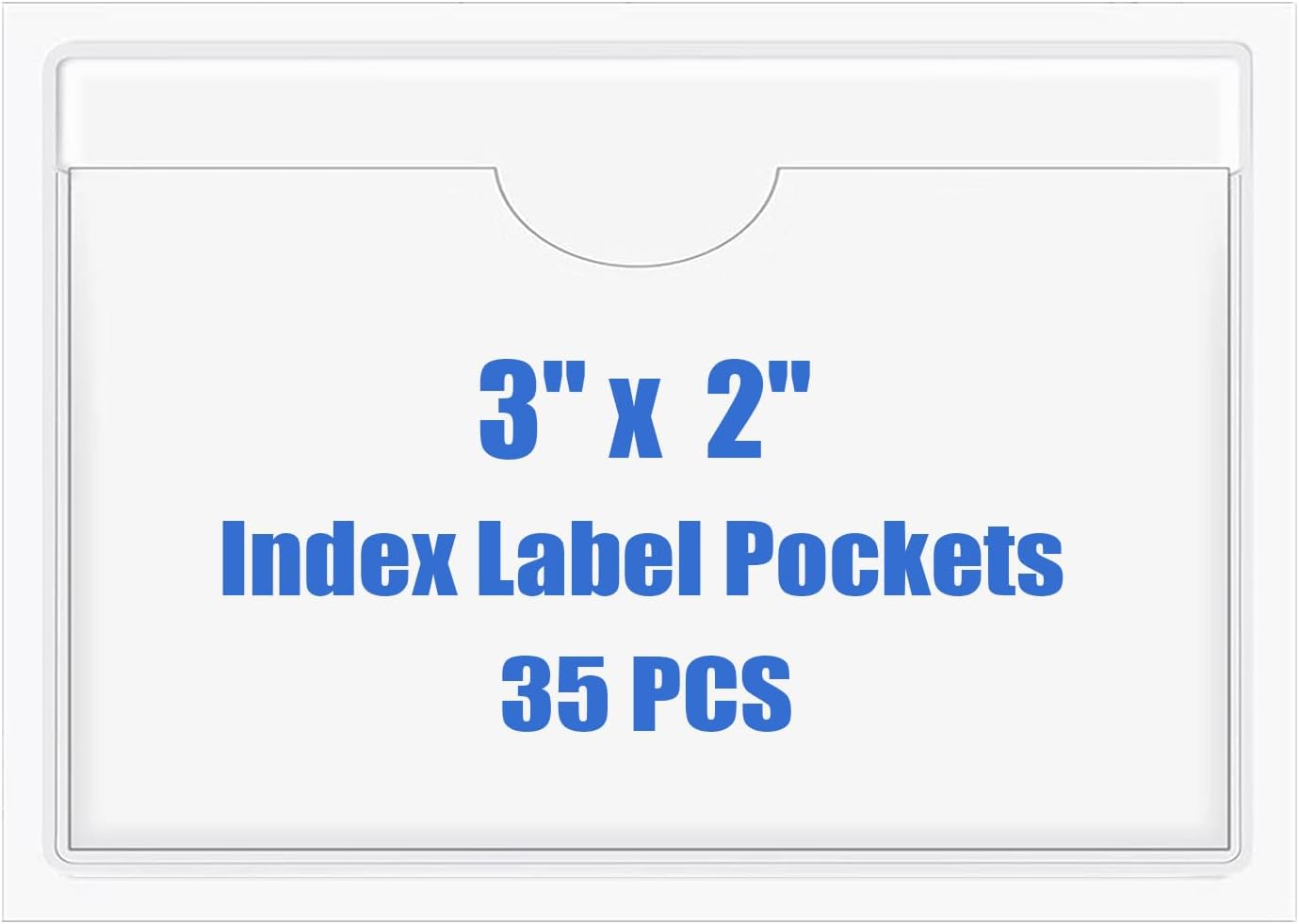 Origin-Joy 35 PCS Self Adhesive Index Card Pockets with Top Open, Clear Plastic Label Holder for Cards of Note, Library and Business, Adhesive Label Pockets & Card Holder (3 x 2 inch)