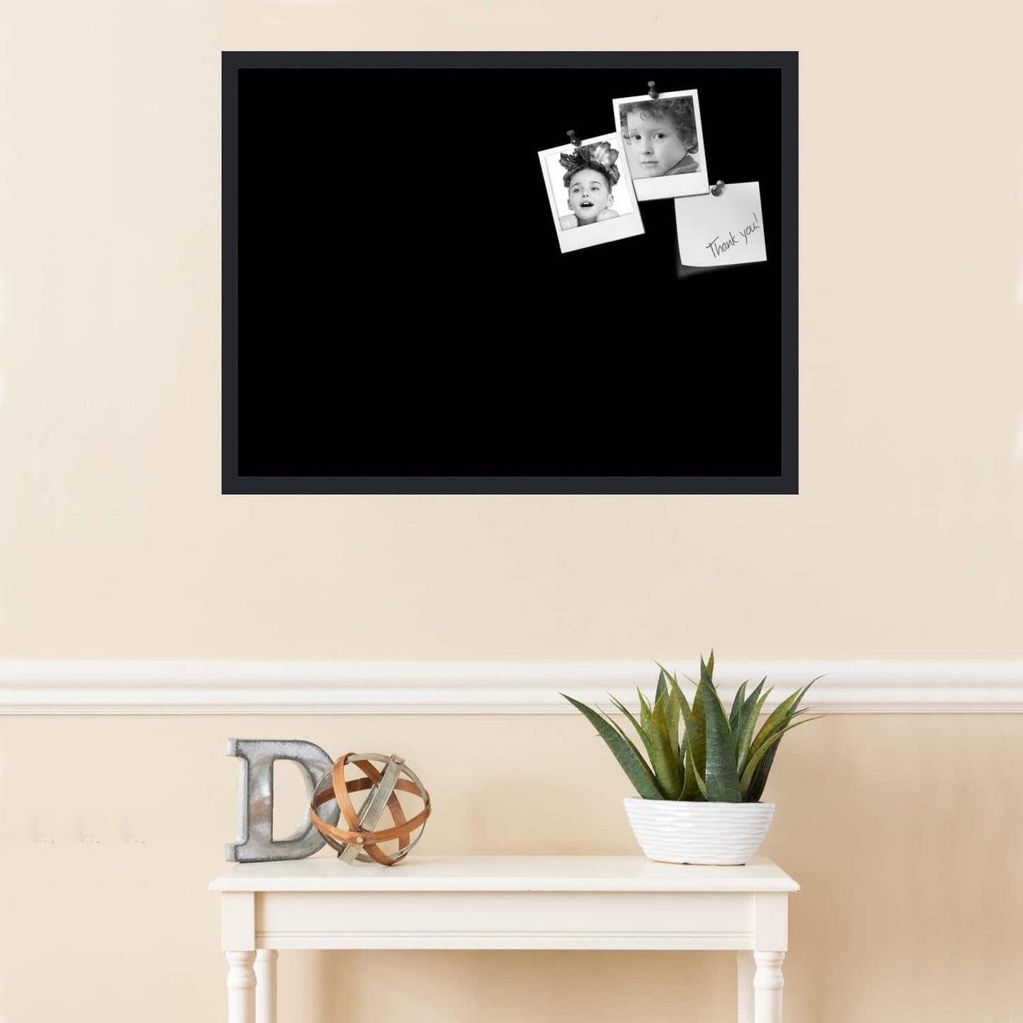 PinPix 32x24 Inch Cork Bulletin Board. This Decorative Framed Pin Board Comes with Solid Black Design and a Satin Black Frame. Ideal for Home Office Decor or Message Board (PinPix-622)