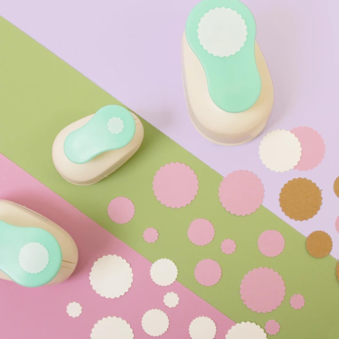 Craftelier - Circle Scallop Punch Set | 3/8", 5/8" & 1" Shape Scalloped Hole Puncher for Paper Crafts | Round Scalloped Hole Punch for Scrapbooking, DIY Cards & Journals | Craft Punch Set for Paper