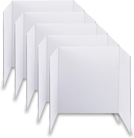 LonlyEagle Trifold Poster Board, 24" x 16", 5-Pack, White Corrugated Project Boards for Science Fairs, School Projects, Event Displays, and Business Presentations
