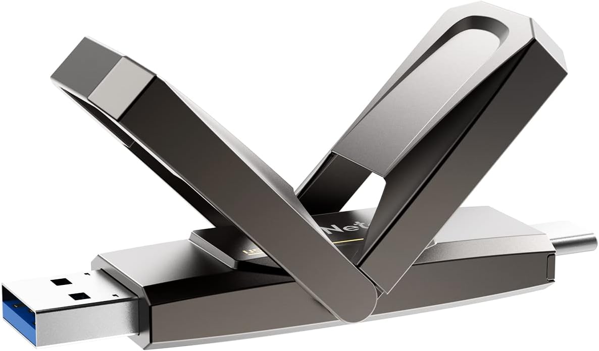 Netac 256GB Portable External USB Solid State Drive Type-c and USB 3.2 Dual Interface, up to 400MB/s Security Protection for Data Storage, Expansion of Storage for Photos/Videos/Music/Files, US5