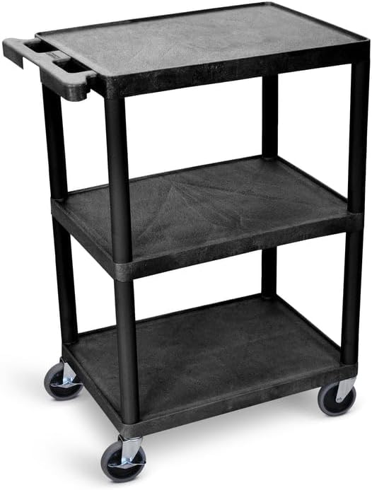 Luxor HE34 Utility Cart (Pack of 2) 3 Shelves Structural Foam Plastic - Black