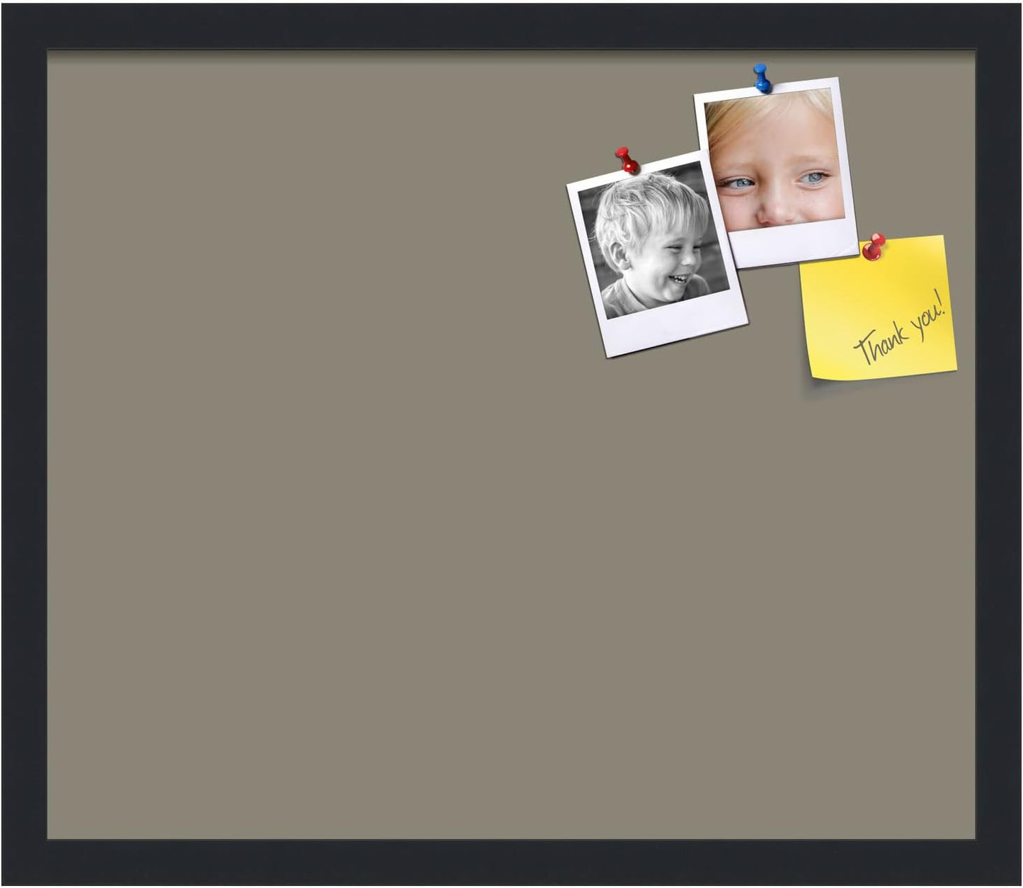 PinPix 20x17 Inch Cork Bulletin Board. This Decorative Framed Pin Board Comes with Pewter Design and a Satin Black Frame. Ideal for Home Office Decor or Message Board (PinPix-1812)