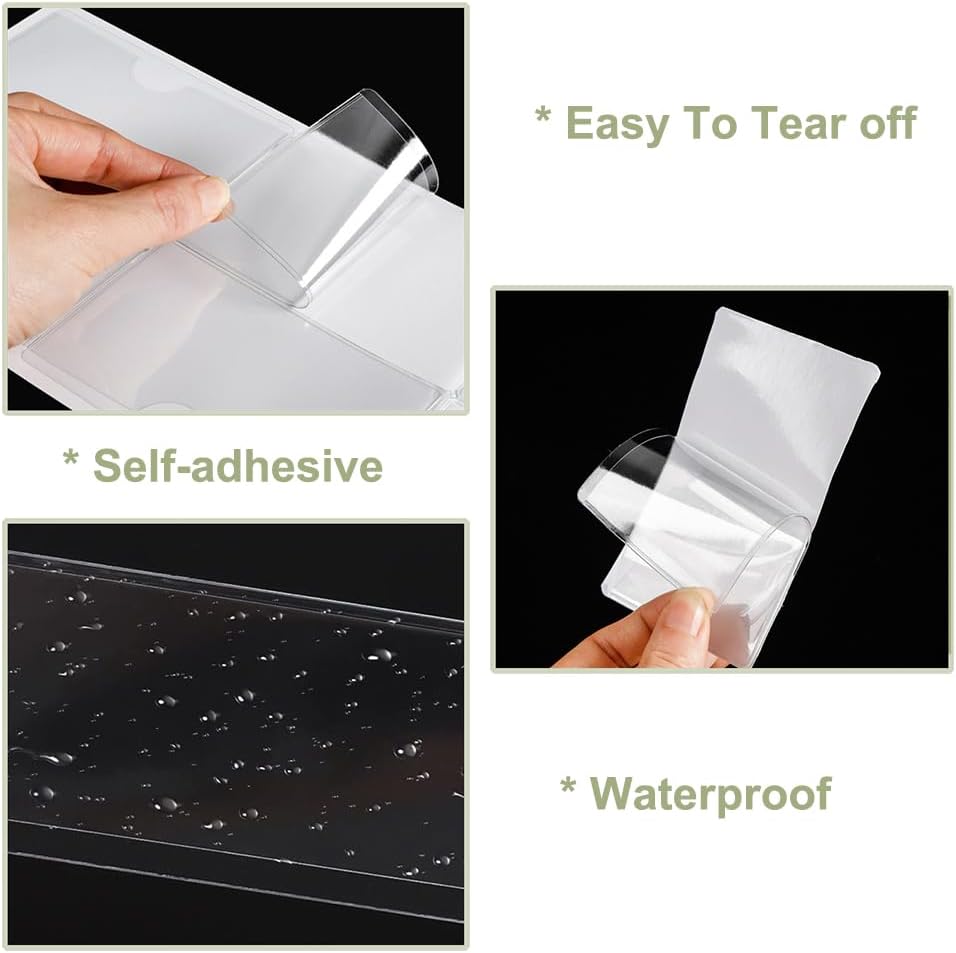 60 Pack Clear Self Adhesive Label Pockets, Label Holders Index Card Pockets Card Holder Shelf Label Holder for Organizing and Protecting (4 x 6 inches)