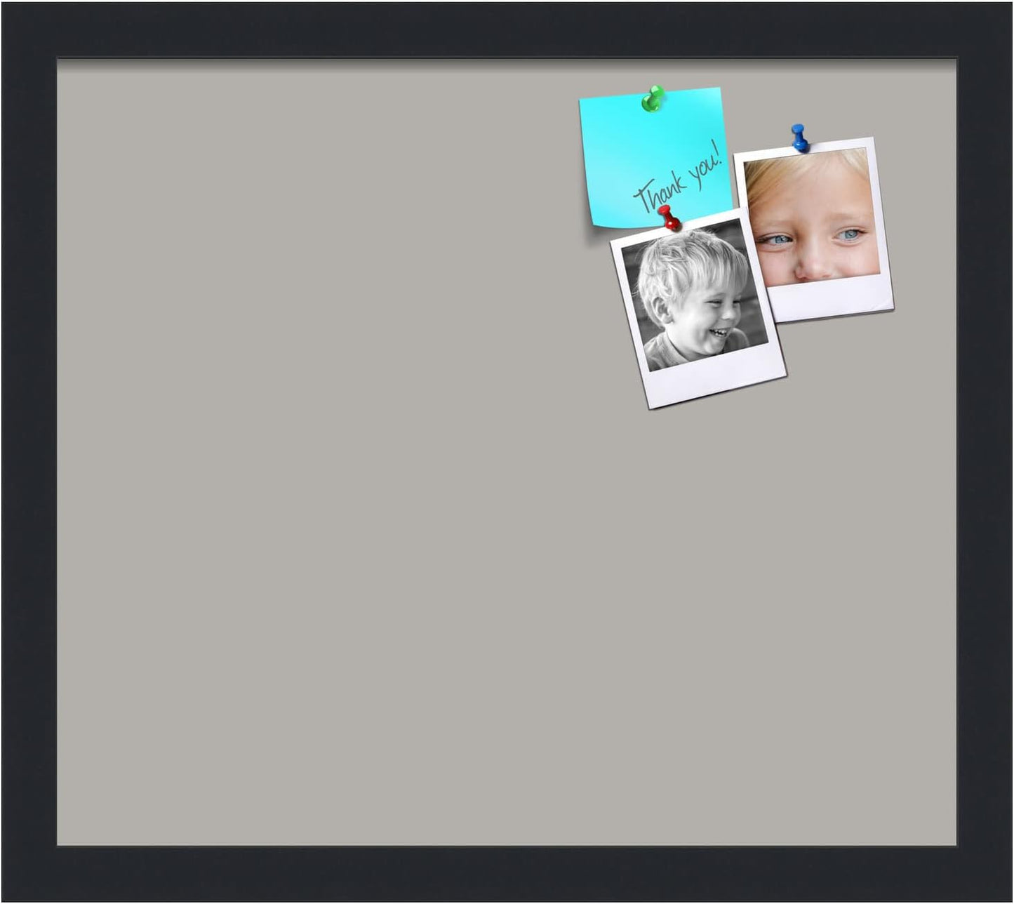 PinPix 16x14 Inch Cork Bulletin Board. This Decorative Framed Pin Board Comes with Dark Stone Design and a Satin Black Frame. Ideal for Home Office Decor or Message Board (PinPix-1808)