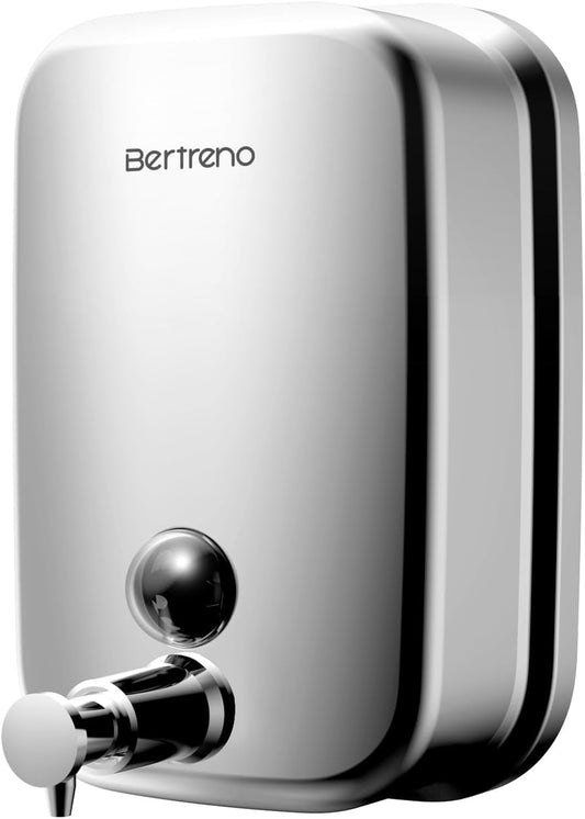 Commercial Soap Dispenser Wall Mount Stainless Steel Soap Dispensers Liquid Manual Anti-Leak Pump Hand Soap Dispenser for Bathroom Kitchen Silver (17 fl.oz./500ml)