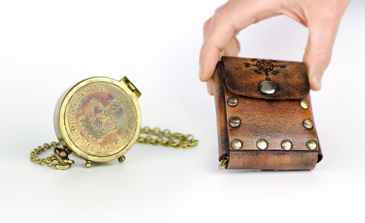 Handmade Antique Vintage Brass Compass | Exquisite Nautical Compass | Home Decor | Pocket Compass Gift for Every Occasion | Super7One
