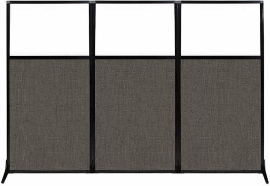 Versare Workstation Partition | Portable Wall Divider | Modern Office Cubicle | Free Standing Privacy Screen | Flexible Work Space | 99" x 70" W/Window, Mocha Fabric Panels