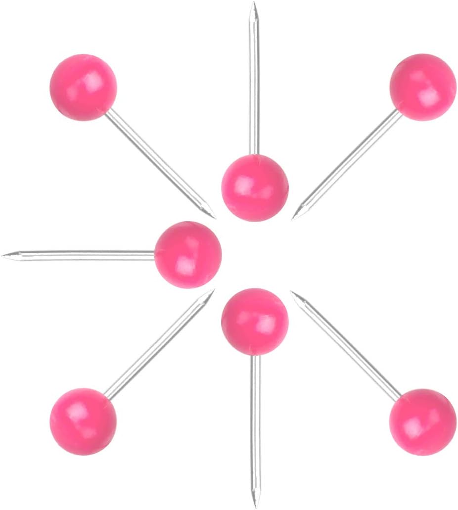 Map Tacks 1/8-Inch Assorted Color Beads Head Map Marking Push Pins,500-count (Pink)
