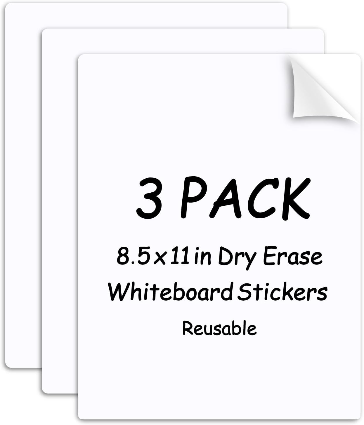 SVNOOC Multi-Use White Board Dry Erase Board Stickers for Wall Refrigerator Door Home Office Classroom, Reusable Lapboards, 8.5x11 inches, 3 Pack