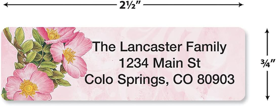Colorful Images Spring Floral Rolled Personalized Return Address Mailing Labels with Dispenser, Customize with Name & Shipping Address, 250 ¾” x 2½” Self Adhesive, Easy Peel Label Roll