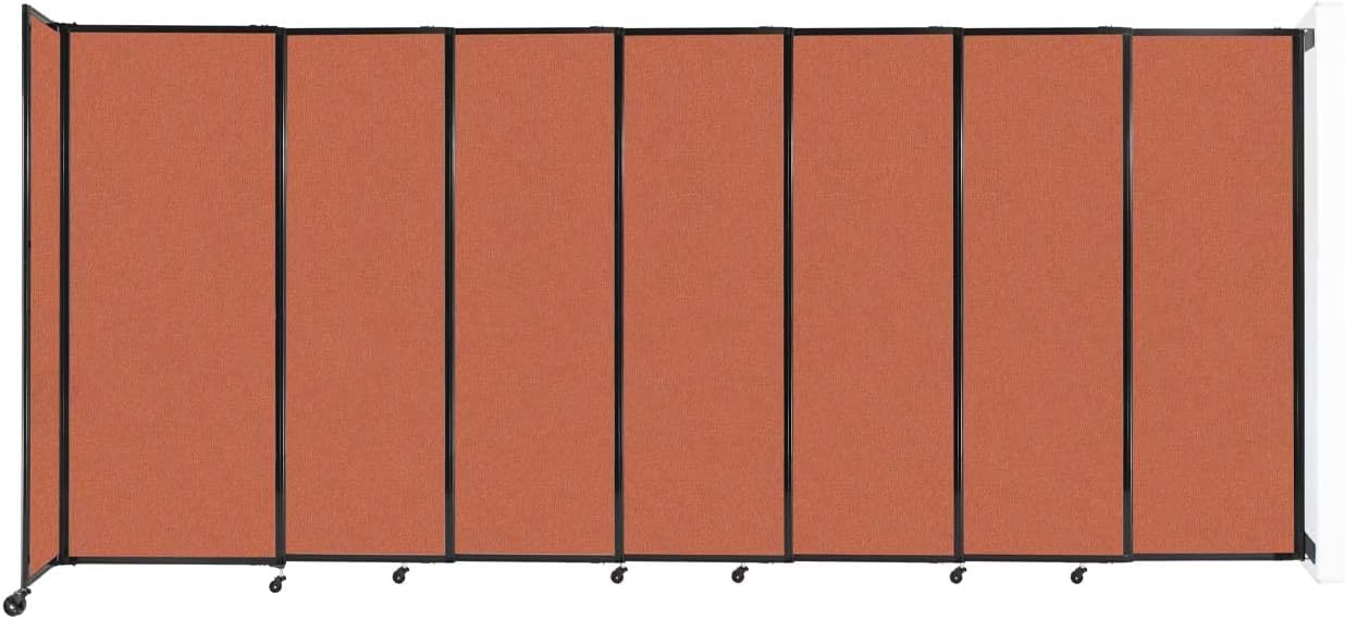 Wall-Mounted Sliding StraightWall Room Divider | Adjustable Widths | Locking Wheels | Room Separator | Up to 15'6" Wide x 6'10" Tall Papaya Fabric Panels