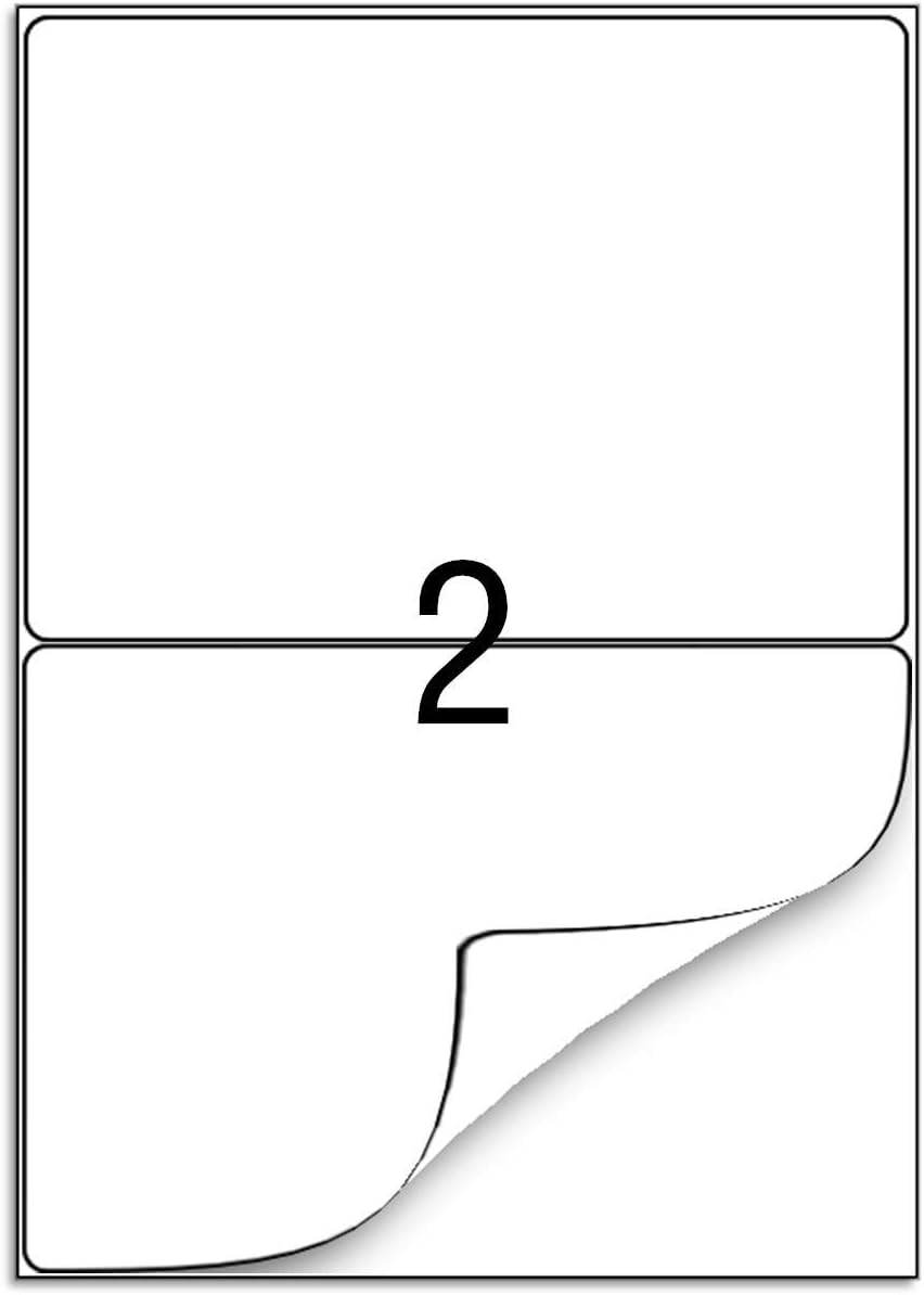 BESTEASY 1000 Round Corner Half Sheet Self Adhesive Shipping Labels for Laser and Ink Jet Printers, White Blank (500 Sheets, 1000 Labels)