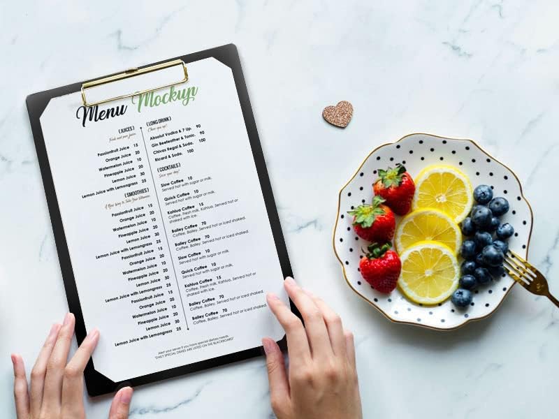 UNIQOOO Black Acrylic Clipboard with Shinny Gold Finish Clip, Perfect for Modern Arts Lover, Fashion and Style Expert, Calligrapher, Office, Seminars, Workshops, Home School, Classroom, Event