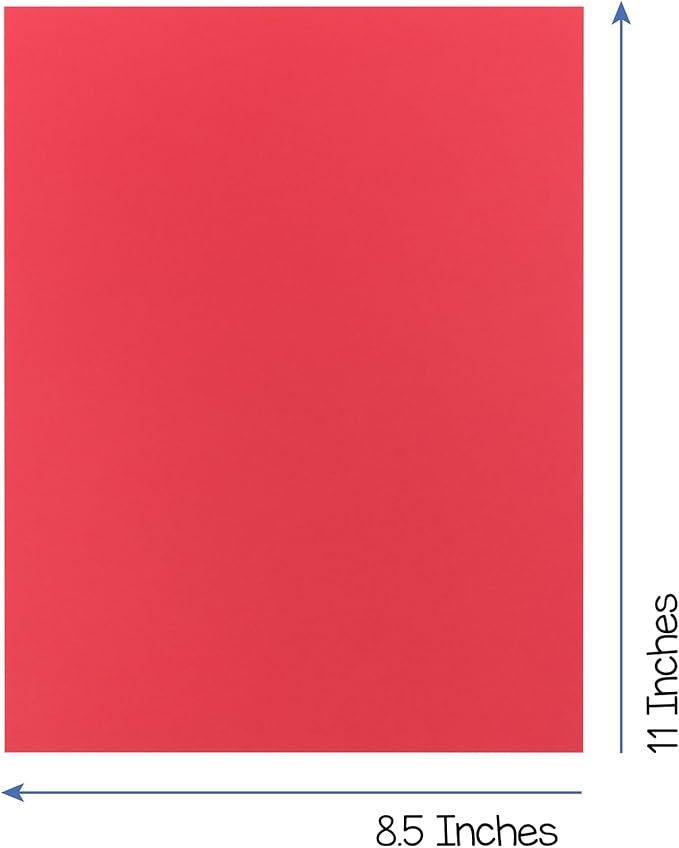 Hygloss Red Bright Colored Cardstock - 8.5x11-Inch, 90 Sheets, 65 lb/ 176 gsm, Fade-Resistant, Acid-Free Color Card Stock Paper