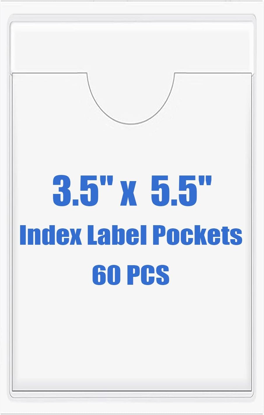Origin-Joy 60 PCS Self Adhesive Index Card Pockets with Top Open, Clear Plastic Label Holder for Cards of Note, Library and Business, Adhesive Label Pockets & Card Holder (3.5 x 5.5 inch)