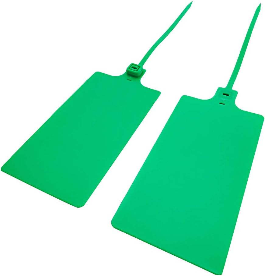 Blank Waterproof Plastic Tags Marker Ties Large Labeling Tags 2.28"×3.94" Green 100 pcs per Bag