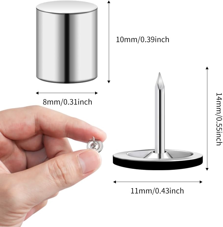 50 Sets Magnetic Pushpins, Magnet Thumbtack, Poster and Photo Hangers for Walls Bulletin Boards