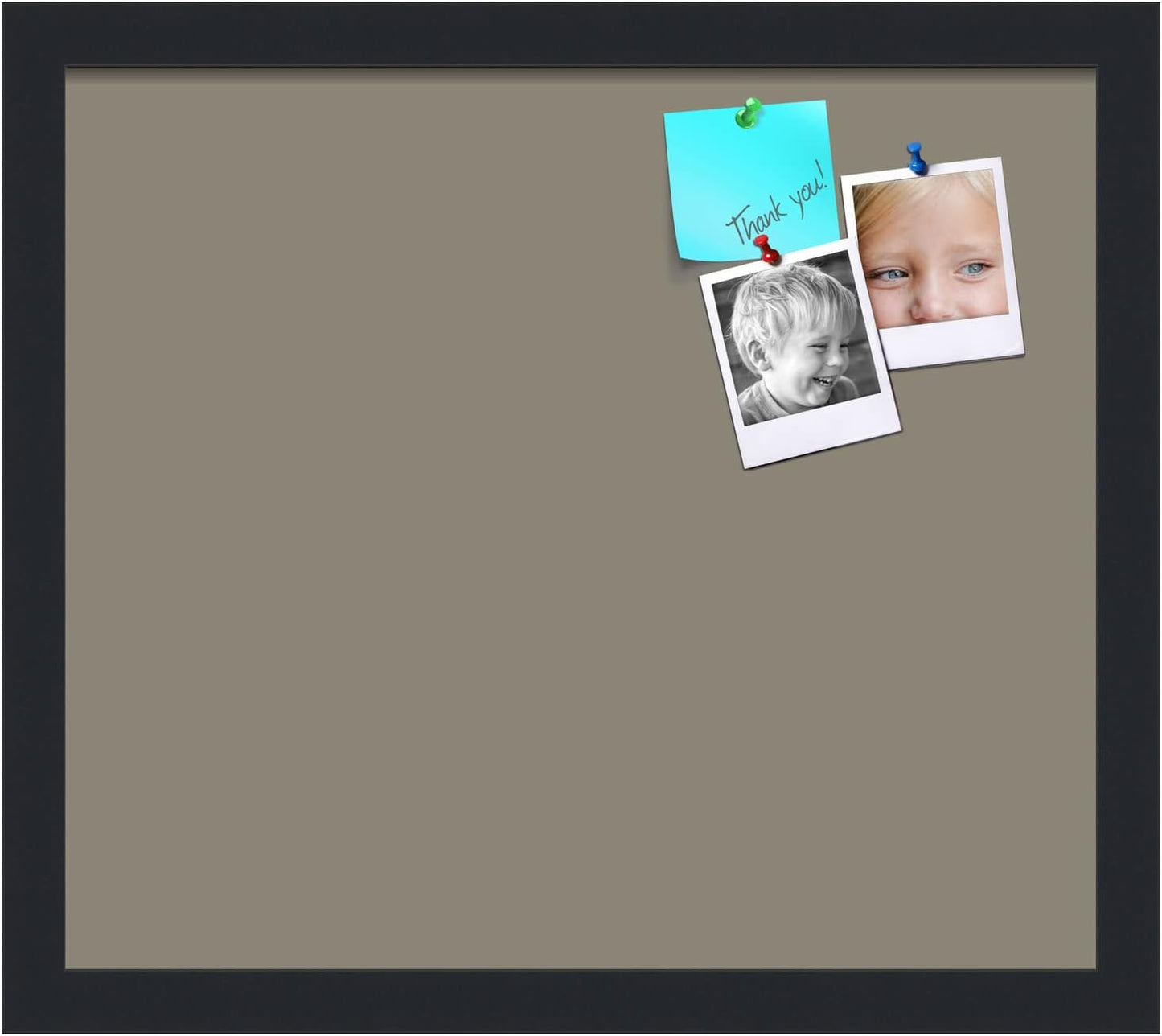 PinPix 16x14 Inch Cork Bulletin Board. This Decorative Framed Pin Board Comes with Pewter Design and a Satin Black Frame. Ideal for Home Office Decor or Message Board (PinPix-1812)
