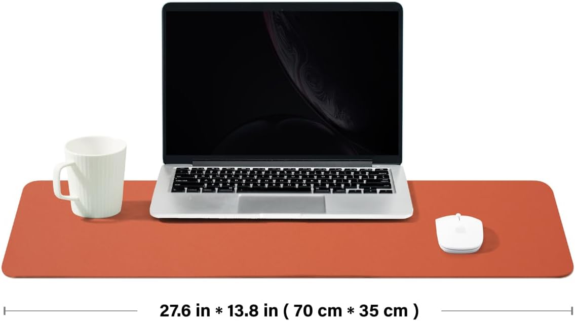 Cork Desk Mat - Dual-Sided Desk Pad for Office and Home - Desk Organization and Accessories - Ideal for Large Mouse Pad and Desk Mats on Top of Desks(Orange,27.6"x 13.8")