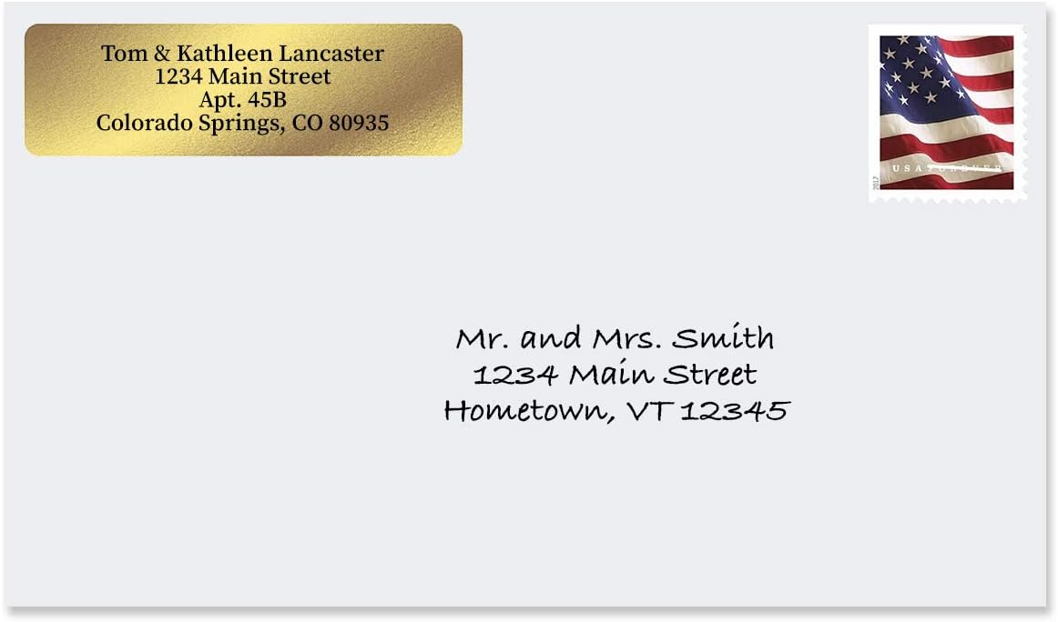 Personalized Return Address Labels, Roll of 250 Gold Foil Self-Adhesive Labels Without Dispenser, Customize with Name & Shipping Address, Colorful Images