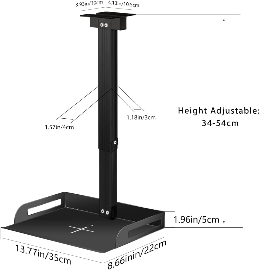 Drsn Universal Ceiling Mount with Tray for Projector/Camera, 11.4-22 Adjustable, 11 Lbs Load Bearing, No Hole Installation, in Tube Cable Routing, Universal Ceiling Mount for Wall/Ceiling, Carbon
