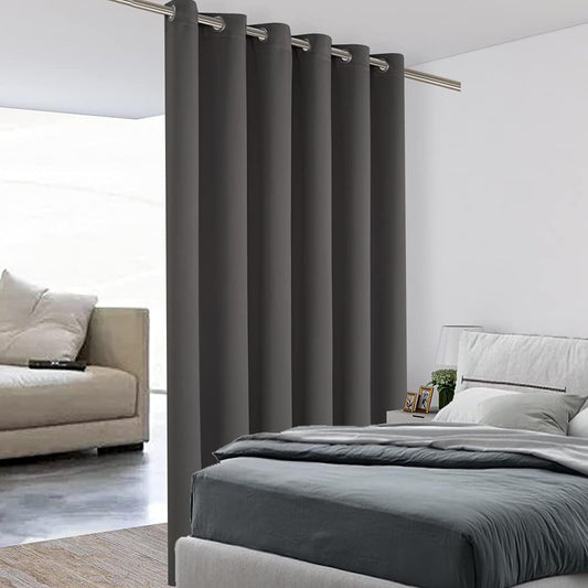 BONZER Room Divider Curtain Total Privacy Wall Grommet Thermal Insulated Wide Blackout Curtains for Bedroom Living Room, 84L x 70W Inch (7L x 5.8W ft), 1 Panel, Dark Grey