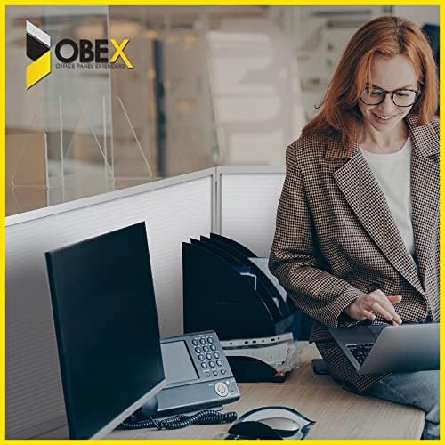 OBEX Polycarbonate Office Desk Mounted Privacy Screen Adjustable Table Top Panel Divider, Universal Aluminum Bracket-USA Made, 18" x 42", White