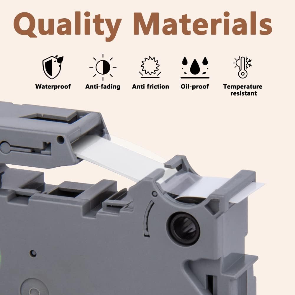 Hehua 18mm 0.7 Laminated Clear Tape Compatible for Brother P-Touch TZe-145 TZe145 TZ-145 TZ145 TZe TZ Label Tape for Ptouch PT D400 D600 P710bt, 3/4'' x 26.2ft White on Clear, 3 Pack