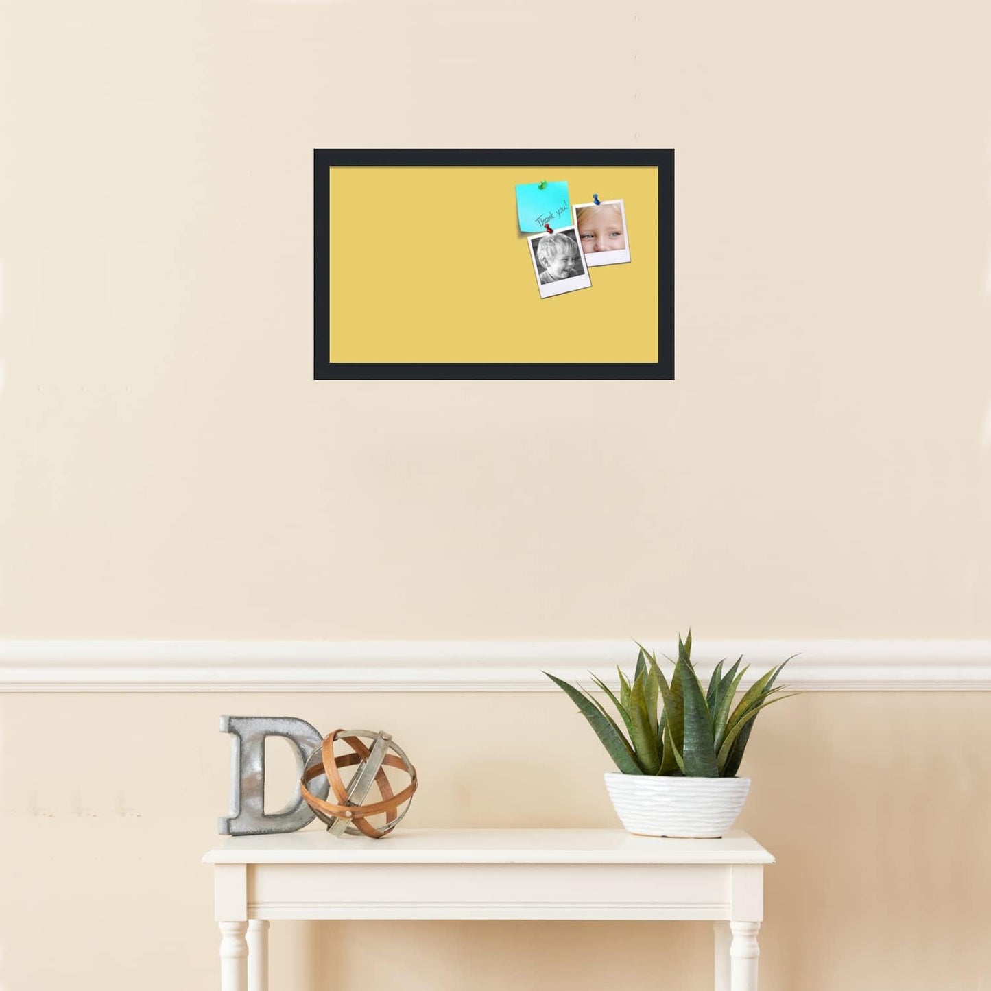 PinPix 20x12 Inch Cork Bulletin Board. This Decorative Framed Pin Board Comes with Honey Pastel Design and a Satin Black Frame. Ideal for Home Office Decor or Message Board (PinPix-1810)